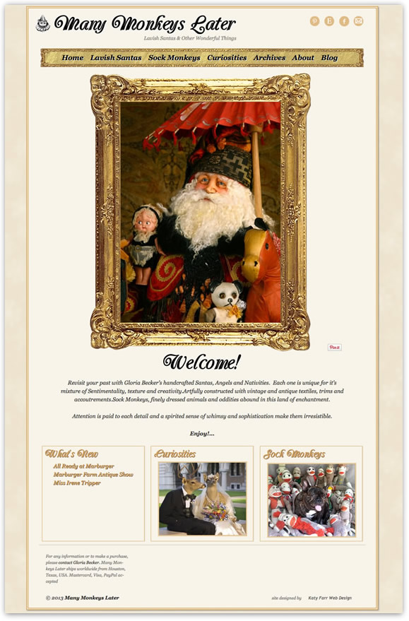 Screenshot of Many Monkeys Later by Katy Farr Web Design