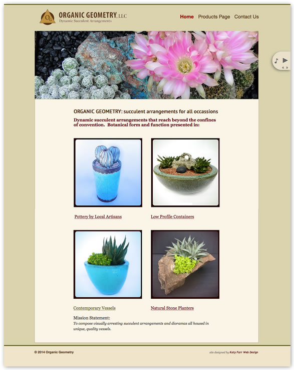 Screenshot of Organic Geometry by Katy Farr Web Design